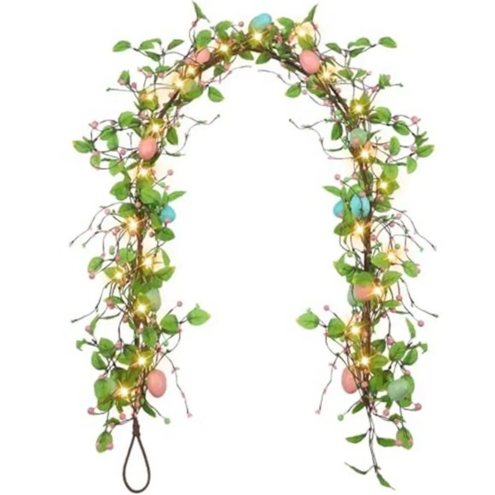 6 ft Artificial Easter Egg Garland with LED Mixed Berry Hanging